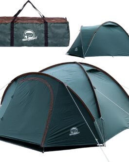 Camping Tent 3-4 Person (Double Walled) – Lightweight, Sturdy, Waterproof | Darkened Interior, Mosquito Net, Fluorescent Guy Line, Reinforced Pegs, Porch with Groundsheet Includes Carry Bag
