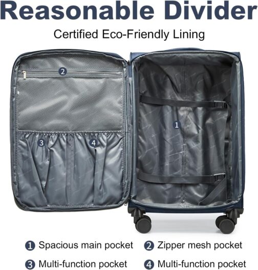 British Traveller Soft Luggage Suitcase, blue – Bild 7