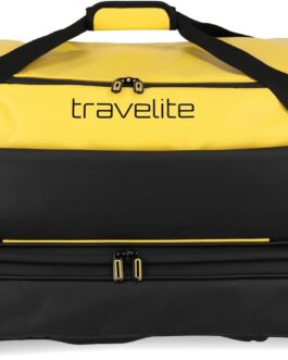 Travelite Basics Wheeled Travel Bag Made of Water-Repellent Material, 70 cm / 119 Litres (including Volume Extension), yellow, Wheeled travel bag made of water-repellent material