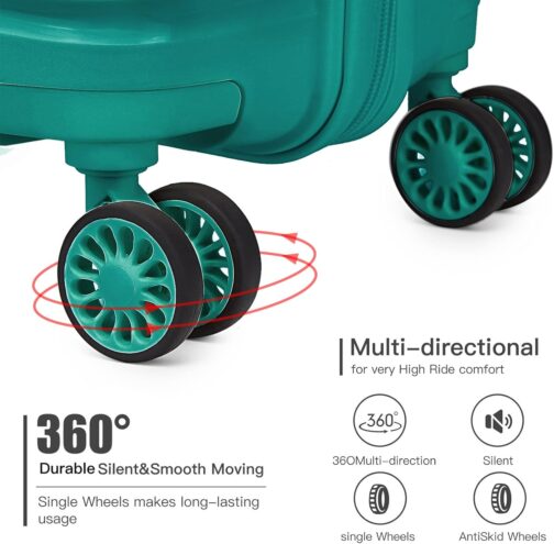 Kono Trolley Case with Beauty Case, 100% PP Suitcase Set, turquoise – Bild 4