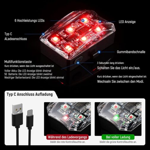 NEEWER Drone Flash Light, Anti-Collision Night Escape with 4 Flash Modes / 4.5H Running Time / Light Rain Cover, Compatible with DJI Mini 4 Pro Mini 3 2 SE Mavic Air 3 2, DL6R Red – Bild 7