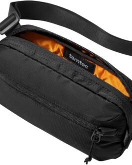 tomtoc Sling Bag Bum Bag for Men Women Anti Theft Shoulder Bag Chest Bag with RFID Protection, Lightweight Belt Bag Crossbody Bag for Everyday Travel, black