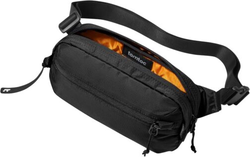 tomtoc Sling Bag Bum Bag for Men Women Anti Theft Shoulder Bag Chest Bag with RFID Protection, Lightweight Belt Bag Crossbody Bag for Everyday Travel, black