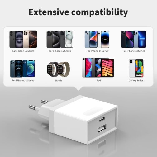 USB C Charger, USBC Adapter Power Supply 20 W for iPhone 16 15 14 13 12 11 Pro Max SE XS XR 8 Plus, Galaxy S23/S22/S21, Power Plug USB Plug Multiple Charger Mobile Phone Charging Plug Wufuera – Bild 6