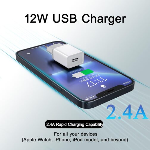 12 W USB Charger Pack of 4 2.4 A/5 V USB Plug USB Power Supply USB Charging Plug USB Power Plug USB Adapter USB Plug USB Socket Compatible with iPhone Galaxy Xiaomi Pixel Huawei USB Charger – Bild 2