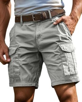 Cargo Shorts Men’s Shorts with Zip and Button Multiple Pockets Men’s Plain Summer Shorts Classic Cut Sports Shorts Outdoor Trousers S-4XL