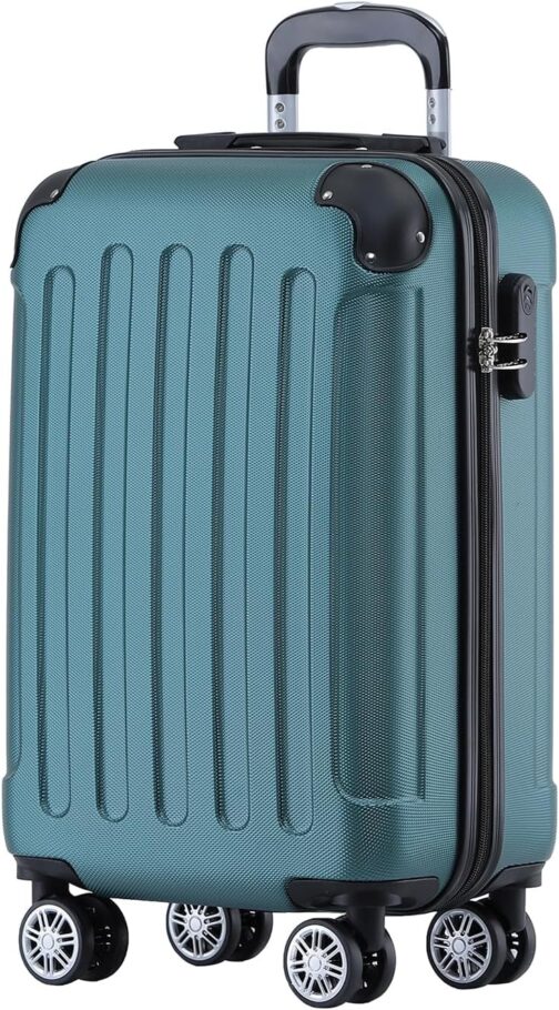 BEIBYE Twin Wheels Hard Case Travel Suitcase Trolleys Hard Shell in XL-L-M in 20 Colours, dark green