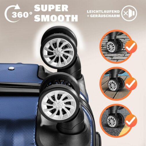Suitcase Luggage Set with Wheels Set of 3 Silver Hardcase Travel Bags - 89 68 36 Litres – Bild 4