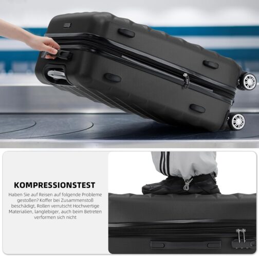 BEIBYE Twin-Wheels 2066 Hard Shell Trolley Suitcase, Travel Suitcase, Luggage, M–L–XL Set, black – Bild 5