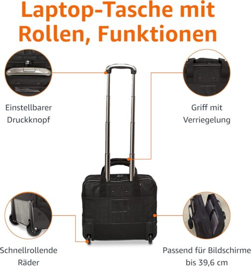 AmazonBasics Rolling Laptop Case on Wheels - Fits Most Laptops up to 16" – Bild 4