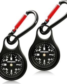 kodivenj Pack of 2 Compass with Carabiner Hook, Compass Pendant Key Holder with Compass and Carabiner Keyring Compass Outdoor Multifunctional Portable for Outdoor Camping Hiking