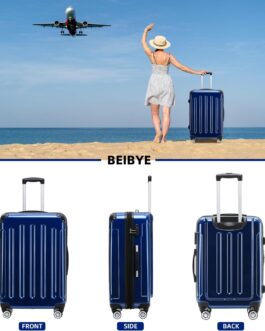 BEIBYE Hard Shell Suitcase, Trolley Suitcase, 4 Twin Wheels, Polycarbonate, blue