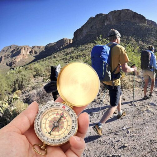 Mitening Outdoor Compass Portable Brass Compass Pocket Compass Classic Waterproof Marching Compass Pocket Watch Flip Open with Luminous Numbers for Camping Hiking Hunting and Outdoor Activities – Bild 6