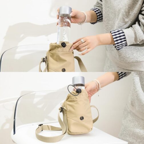 Myhozee Women's Handbag Nylon Shoulder Bag Small Mobile Phone Bag Men's Crossbody Bag Waterproof Bags with Drinking Cup Storage Bag and Adjustable Shoulder Strap – Bild 7