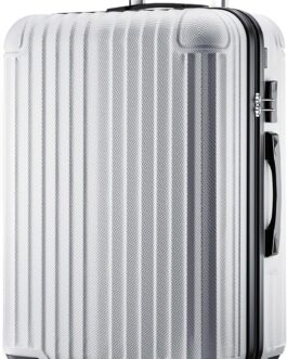ABISTAB Hand Luggage Suitcase Travel Suitcase Voyager Hard Shell Suitcase Rolling Suitcase Twin Wheels Luggage X-M-L Set, silver, M, Suitcase