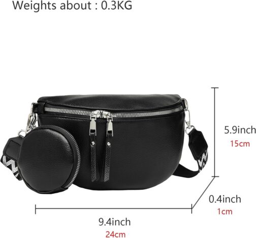 MANNUOSI Bum Bag Women's Leather Crossbody Bag Women's Shoulder Bag Women's Wide Strap Purse Shoulder Bags Fashion Waist Bags Small Modern Wide Shoulder Strap – Bild 3