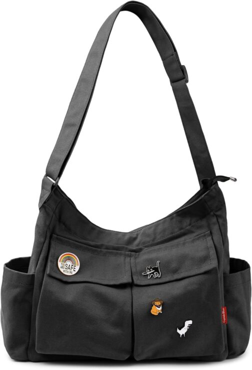 Captain Blues Canvas Messenger Bag Shoulder Bag Crossbody Shoulder Tote Hobo Bag for Women and Men - Large Bag with Multiple Compartments