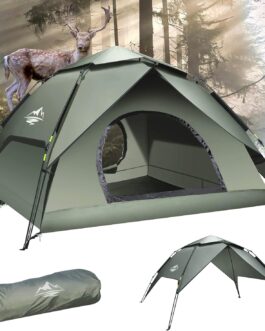 Camping Tent Automatic Instant Tent 2-3 Person Pop Up, Double Layer Waterproof & Windproof Ultralight Dome Tent UV Protection Easy Setup for Trekking, Families, Backpacking