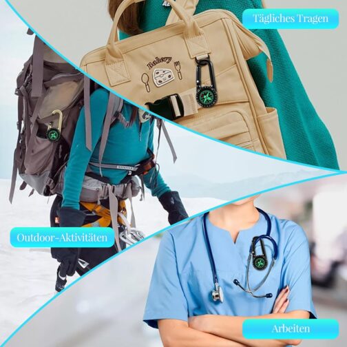 Compass with Carabiner Hook, Pack of 2 Compass Carabiner Mini Compass Outdoor Compass Keyring Pocket Compass Children Nautical Compass Keyring Carabiner for Camping, Hiking, Travel – Bild 5