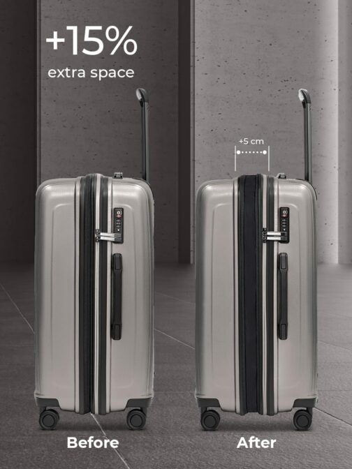 REDOLZ Essentials 14 Regular Items, Coffee Grey Metallic, Hard shell trolley with swivel castors – Bild 5