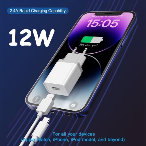 12 W USB Plug, Pack of 3, 2.4 A/5 V USB Charger, USB Power Supply, USB Plug, USB Power Plug, USB Aadapter, USB Socket Compatible with iPhone Galaxy, Xiaomi, Pixel, Huawei USB Charger – Bild 2