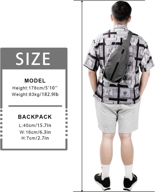 WATERFLY Anti-Theft Sling Bag for Men and Women, Chest Bag, Hippie Crossbody Bag, Multipurpose Daypack – Bild 7