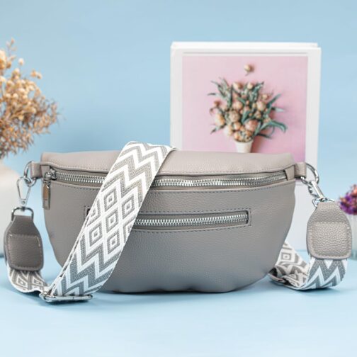 Shoulder Bag Women's Small Bum Bag Women's Leather Black Crossbody Bag Women's Stylish Belt Bag Shoulder Bags Women's Bum Bag with Wide Strap – Bild 7