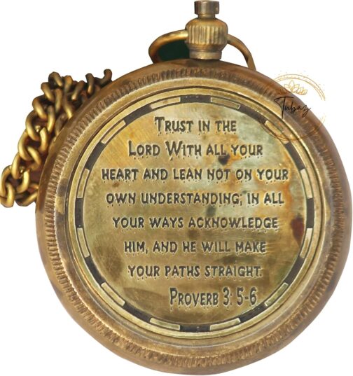 Compass Engraved Trust in The Lord with All Your Heart Proverbs 3:5-6 with Wooden Box Camping Compass Gift Compass Graduation Gift Compass for Women Men Boys Girls – Bild 5