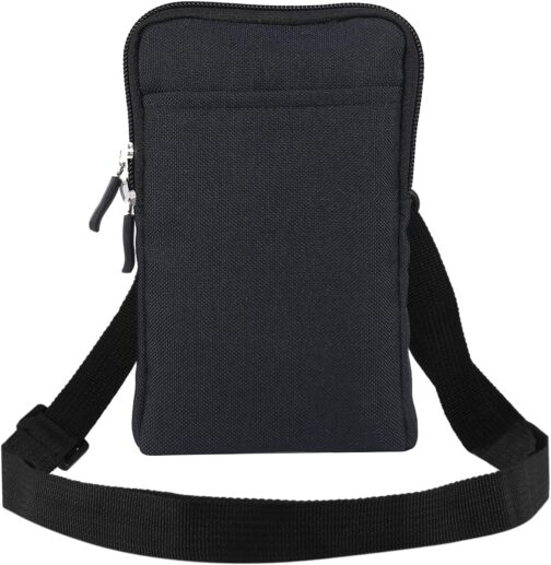 Mobile Phone Shoulder Bag Men's Black, Mobile Phone Belt Bag Men's Black, Small Mobile Phone Case for Hanging, Waterproof Zip, Men's Bag, Waist Bag, Shoulder Bag with Belt Loop Shoulder Strap, black – Bild 5