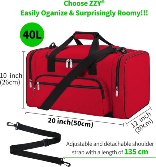 Sports Bag, Travel Bag, Fitness Bag with Shoulder Strap, Weekend Bag for Men and Women, red, Sports bag – Bild 4