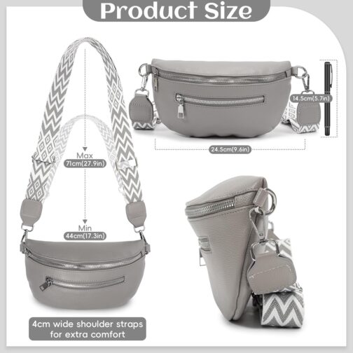 Shoulder Bag Women's Small Bum Bag Women's Leather Black Crossbody Bag Women's Stylish Belt Bag Shoulder Bags Women's Bum Bag with Wide Strap – Bild 2