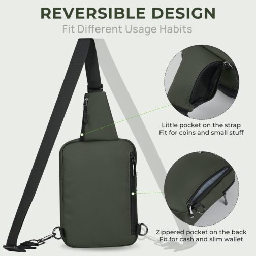 Tibroni Sling Bag Shoulder Bag Chest Bag Shoulder Bag Men Women with RFID Blocking, Shoulder Bag, Chest Crossbody Bag, Men's Bags, Small, Travel Body Bag, Mobile Phone, Belly Sports, Hiking, Left – Bild 2