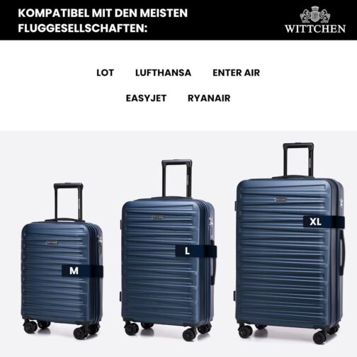 WITTCHEN Skyspeed Line ABS Hard Shell Suitcase Travel Suitcase Trolley Combination Lock Telescopic Handle 4 Wheels, navy – Bild 6