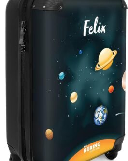 NoBoringSuitcases.com® Children’s Suitcase, Hand Luggage, Hard Case with TSA Lock, Boys and Girls, Trolley, Travel Suitcase, Carry on, Rolling Suitcase, Small or Medium, 21 Planetary System –