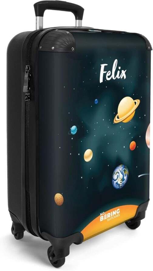 NoBoringSuitcases.com® Children's Suitcase, Hand Luggage, Hard Case with TSA Lock, Boys and Girls, Trolley, Travel Suitcase, Carry on, Rolling Suitcase, Small or Medium, 21 Planetary System - – Bild 2