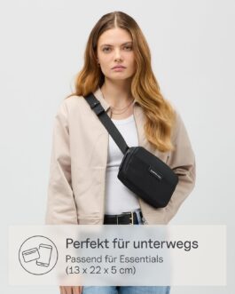 Kapten & Son Bergen Crossbody Bum Bag 0.8 L | Bum Bag Women & Men | Handbag, Shoulder Bag Small | Ideal for Travel, Everyday Life, City, all black, bum bag