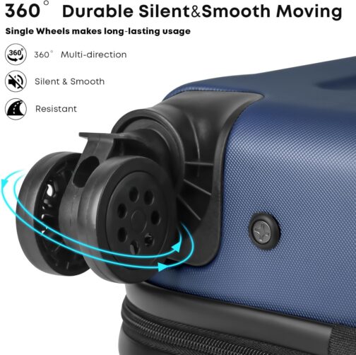 yonsly® Suitcase, Trolley, Travel Suitcase, Trolley Suitcase, Hand Luggage with 4 Wheels, 360°, ABS Hard Shell, Safety Lock, Soft Rubber Handle, 210D Lining, blue, S, YONSLY -B – Bild 3