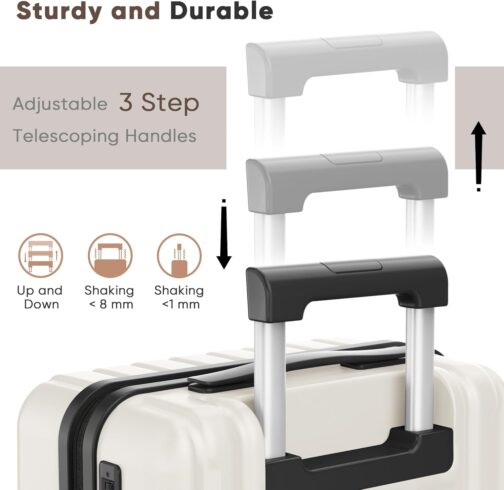 SHOWKOO Suitcase Set Hard Shell Expandable Lightweight 100% Polycarbonate Durable Travel Suitcase Trolley Hand Luggage Sets with TSA Lock and 4 Wheels, White – Bild 5