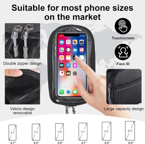 Lunaanda Bicycle Bag Frame, Waterproof Bicycle Bag, Mobile Phone Case, Bicycle Mobile Phone Holder, Top Tube Bag with Sensitive Touchscreen and Rain Cover for Road Bikes and Mountain Bikes, Bicycle – Bild 4