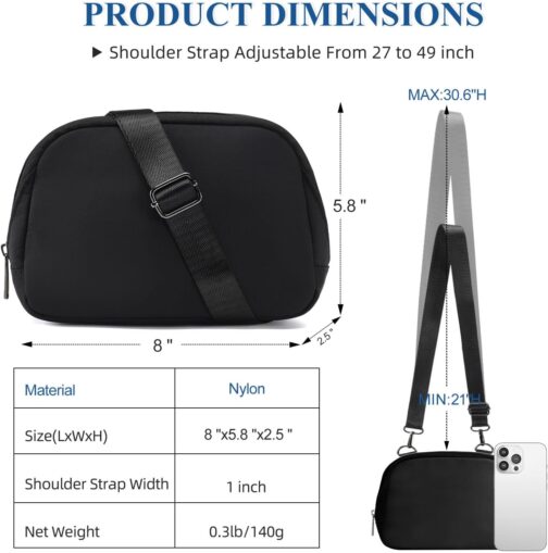 MAXTOP Small Crossbody Bag Women's Shoulder Bag with Removable Strap Cross Body Bag Sling Cell Phone Purse for Travel Essentials, black – Bild 5