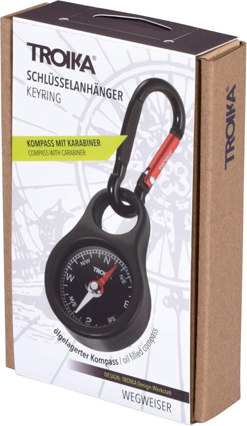 TROIKA Wegweiser - NG-COS10/BK - Keyring with Compass - Navigate, Coordinate, Sky Direction - Carabiner Hook - PVC/Acrylic/ABS/Aluminium - Troika Original, Yellow / Black, Keyring – Bild 8