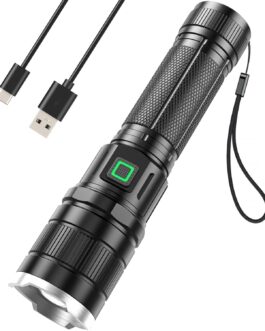 GEARLITE LED Rechargeable Torch, 10,000 Lumens LED Torch, Extremely Bright with 3 Modes, IP65 Waterproof Zoomable Torch for Camping, Hiking, Outdoor, Emergency