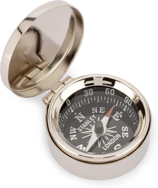 NKlaus Maritime Small Compass 3.5 cm with Lid Nickel-Plated Brass Pocket Compass 11803
