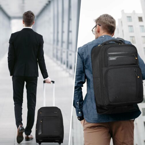 Ponhog Backpack with Wheels, Business Backpack Trolley Hand Luggage Aeroplane Travel Backpack Laptop Backpack with 15 Inch Laptop Compartment Backpack for University, Work, Black – Bild 7