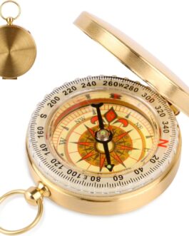 PBUSPU Outdoor Compass Hiking Portable with Luminous Numerals, Waterproof Compass Golden for Camping, Hiking, Hunting and Outdoor Activities