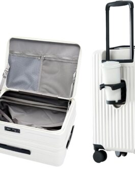 yuweijie Suitcase Trolleys Lightweight ABS + PC Hand Luggage Hard Shell Suitcase Trolley Suitcase Travel Suitcase Expandable TSA, 4 Wheels, White, L, Multifunctional and stylish case