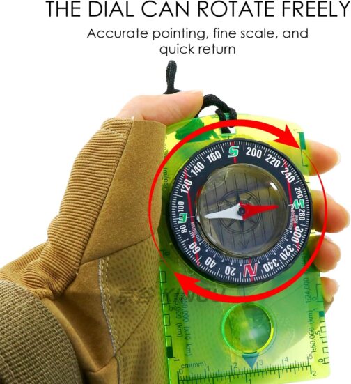 1 Piece Fluorescent Green Compass and 2 Pieces Silver Whistle Outdoor Accessories Hiking Compass Mini Compass Camping Gear Kids Compass Portable Compass – Bild 4