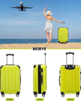 Beibye 2048 Hard Shell Trolley Suitcase with Twin Rollers in a Set with Sizes M, L, XL, Available in 15 Colours PC, Green