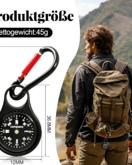 kodivenj Pack of 2 Compass with Carabiner Hook, Compass Pendant Key Holder with Compass and Carabiner Keyring Compass Outdoor Multifunctional Portable for Outdoor Camping Hiking