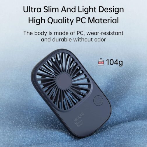 JISULIFE Handheld Fan, Mini Fan, Small Portable Fan with Holder, Rechargeable USB Eyelash Fan with 3 Speeds, Make Up Fan for the Office Outdoors, Blue – Bild 4